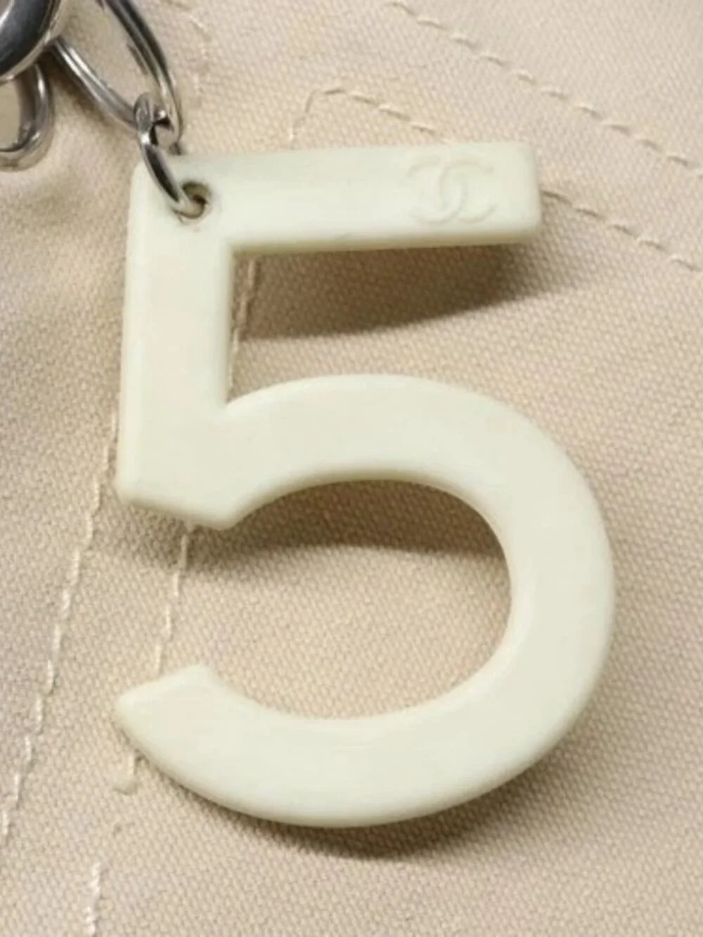 CHANEL COCO Mark Tote Bag Canvas Beige Silver CC Auth bs18464